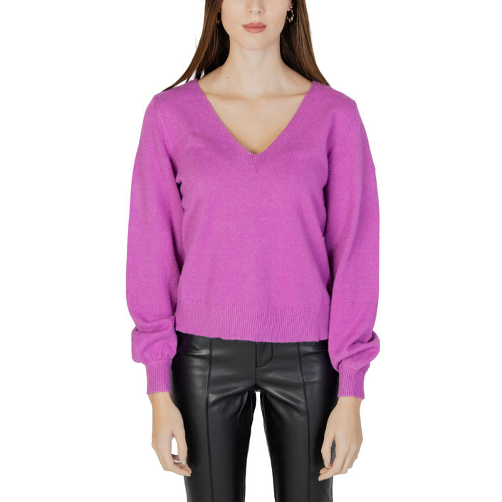 Vila Clothes V-Neck Sweater &amp; Knit Top - purple