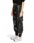 Only Leather-Look Black Baggy & Tapered Cargo Jogger Pants