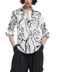 Desigual Abstract Line Art Shirt 100% Cotton