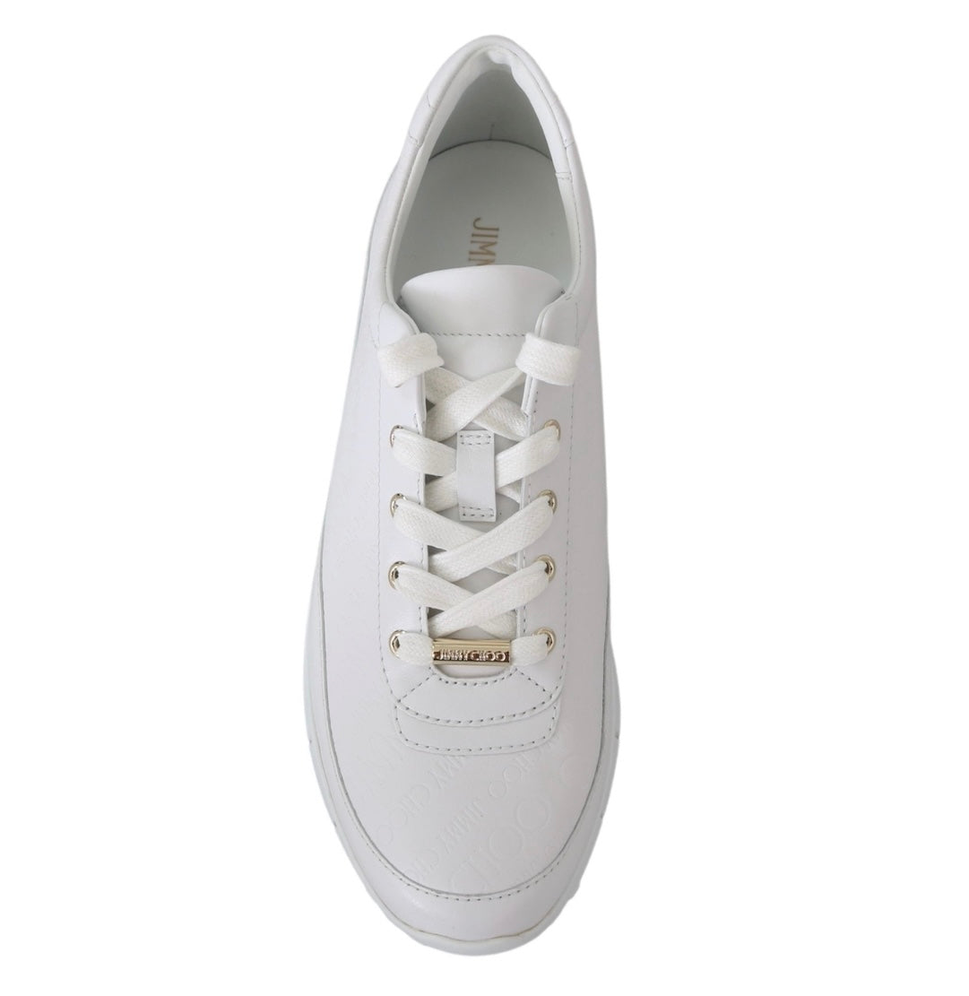 Jimmy Choo All White Monza Olel Leather Sneakers