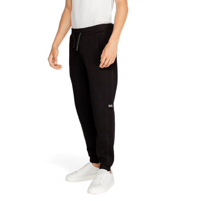 EA7 By Emporio Armani Athleisure Black Cotton Joggers