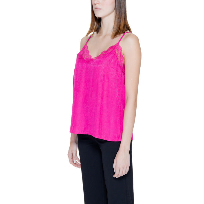 Vila Clothes Pink Lace Trim Camisole