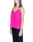 Vila Clothes Pink Lace Trim Camisole