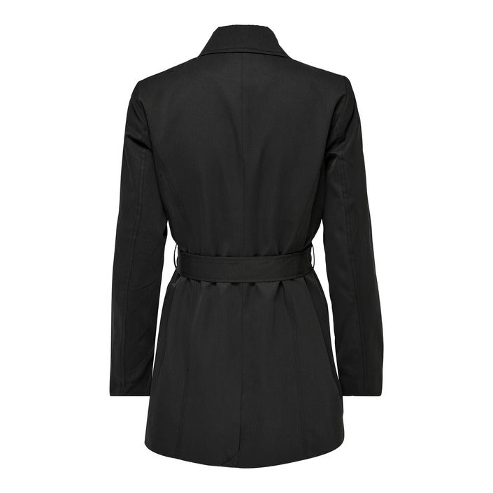 Only Minimalist Lightweight Double-Breasted Longline Coat - black