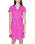 Only Fuchsia Hot Pink Linen-Blend Mini Wrap Dress