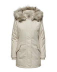 Only Minimalist High Collar & Faux Fur Lined Hood Parka Jacket