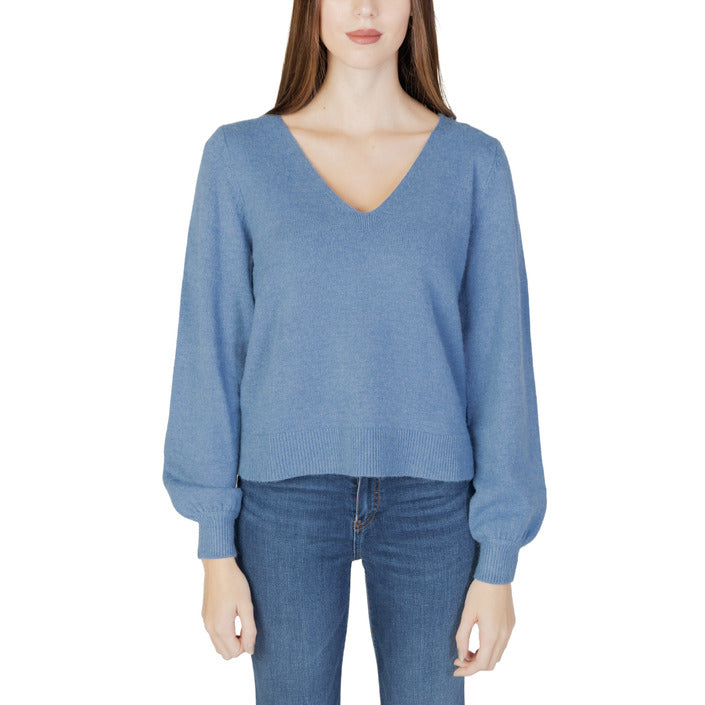 Vila Clothes V-Neck Sweater & Knit Top -  warm blue