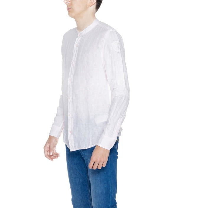 Blauer Minimalist 100% Linen Shirt With Band Collar