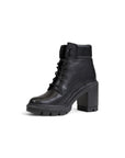 Timberland Minimalist Genuine Leather All Black Lace-Up Heel Boots