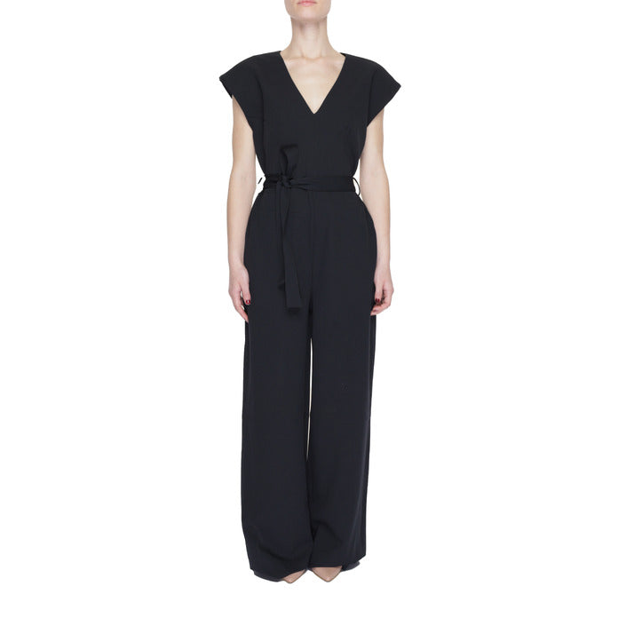 Vila Clothes All Black Front Tie Maxi Jumpsuit