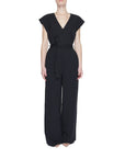 Vila Clothes All Black Front Tie Maxi Jumpsuit