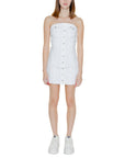 Tommy Hilfiger Jeans Strapless White Denim Raw Hem Mini Dress