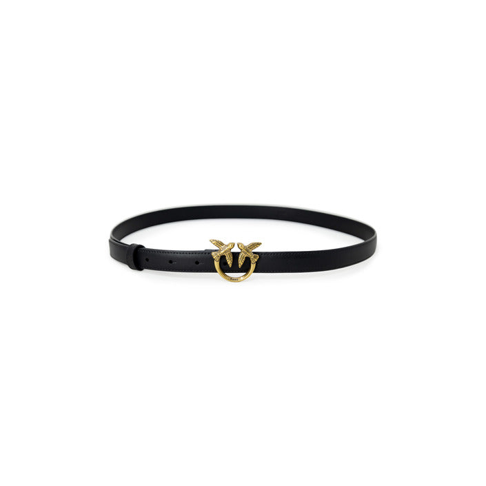 Pinko Logo Buckle Genuine Leather Black Belt