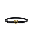 Pinko Logo Buckle Genuine Leather Black Belt