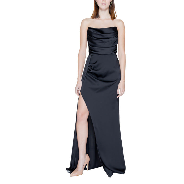 Silence Black Strapless Side Slit Maxi Dress