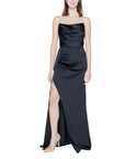 Silence Black Strapless Side Slit Maxi Dress