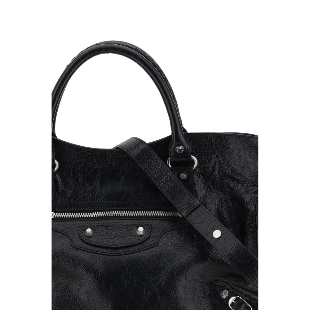 Balenciaga Black Le City Medium Leather Shoulder Bag