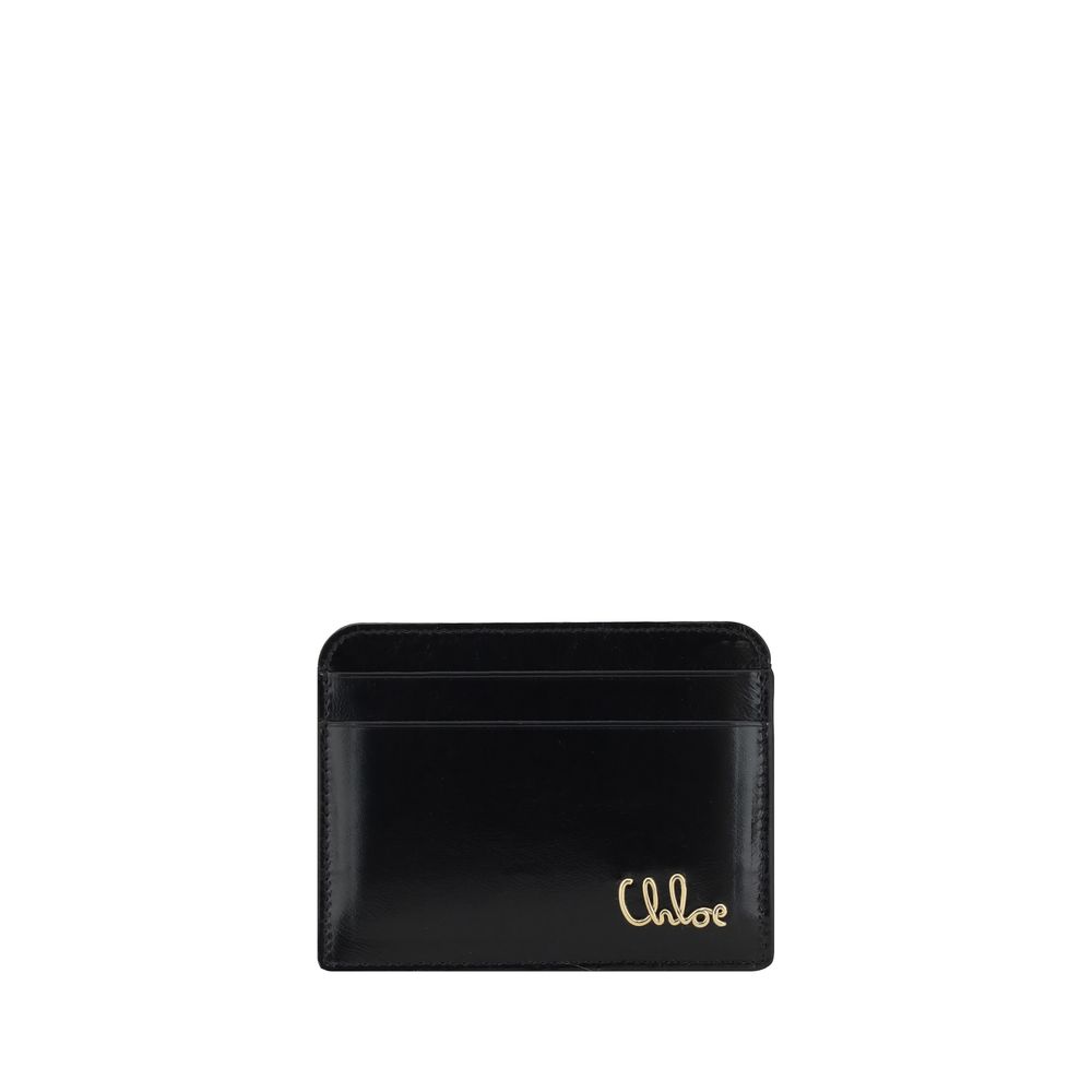 Chloé Logo Black Leather Card Holder