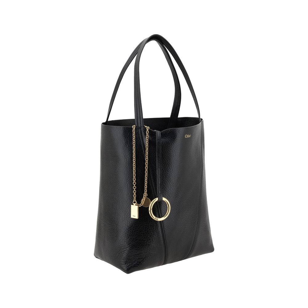Chloé Spin Large Black Leather Tote & Shoulder Bag