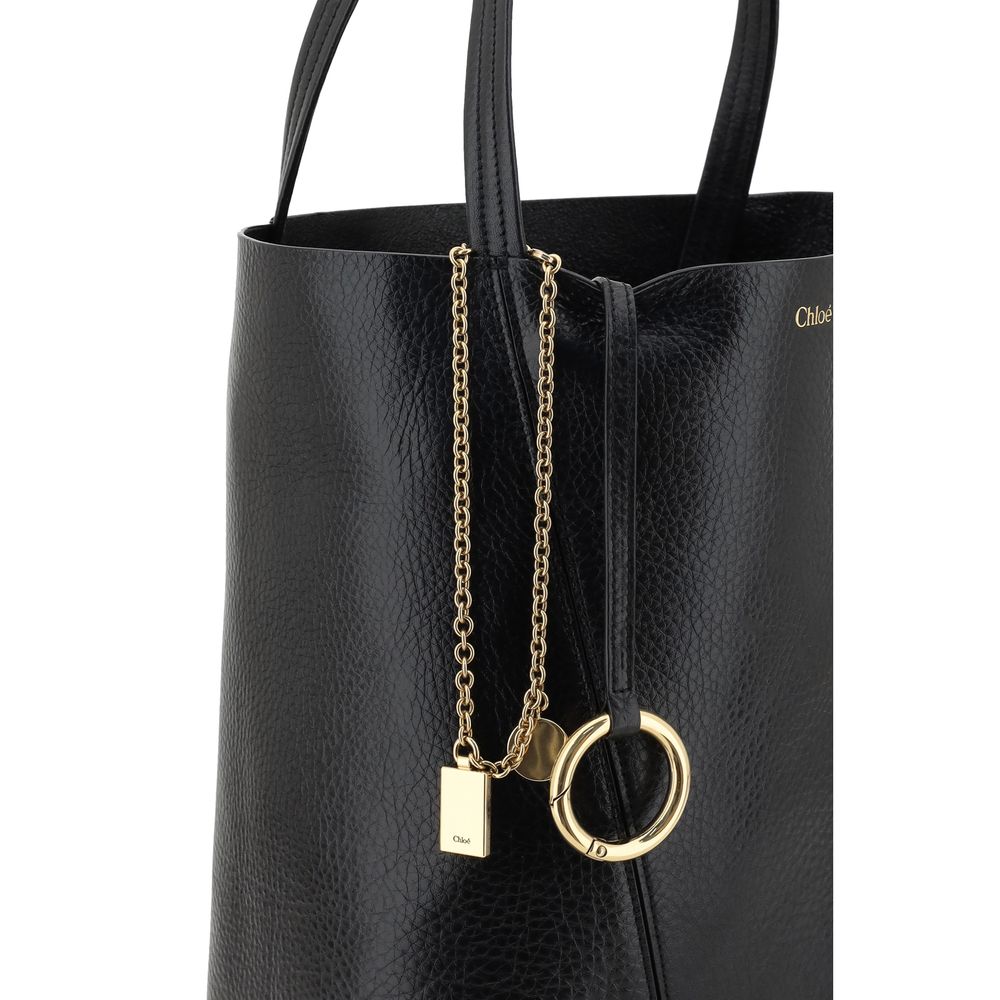 Chloé Spin Large Black Leather Tote & Shoulder Bag