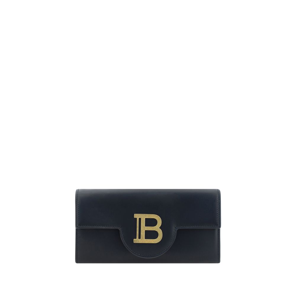 Balmain Leather Clutch & Shoulder Bag With Chain Strap