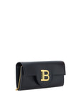 Balmain Leather Clutch & Shoulder Bag With Chain Strap