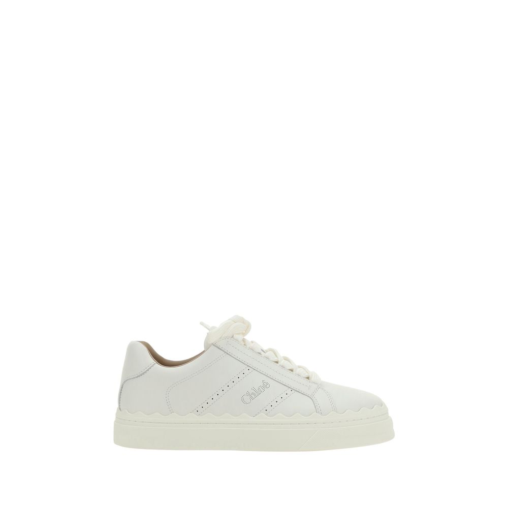 Chloé All White Leather Low Top Sneakers