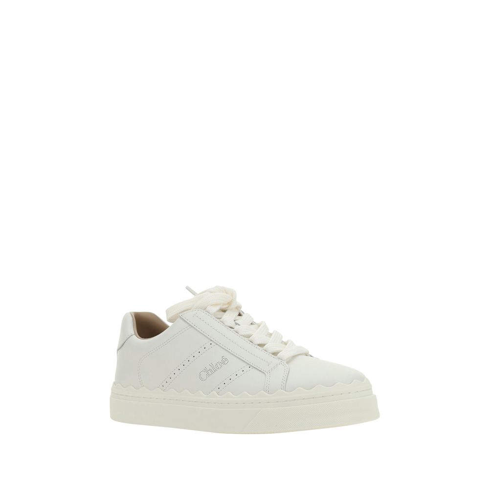 Chloé All White Leather Low Top Sneakers
