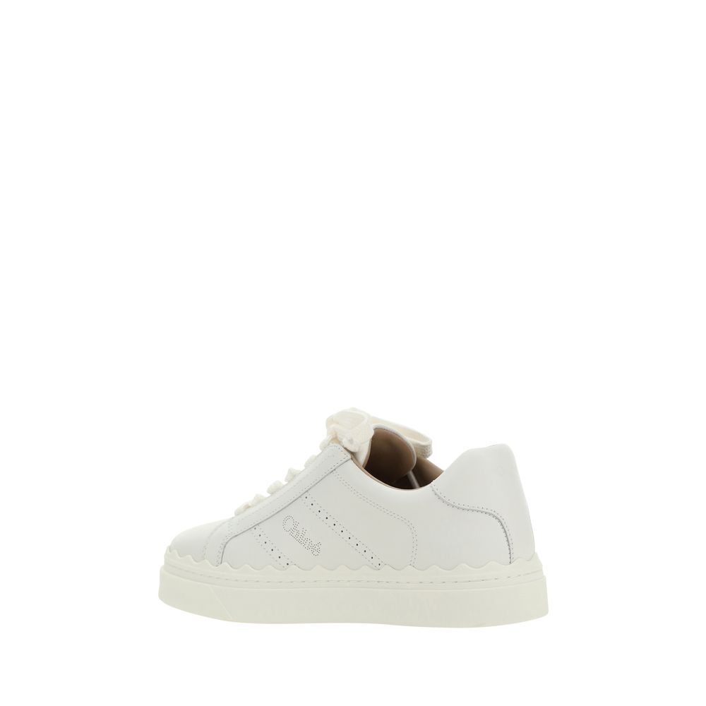 Chloé All White Leather Low Top Sneakers