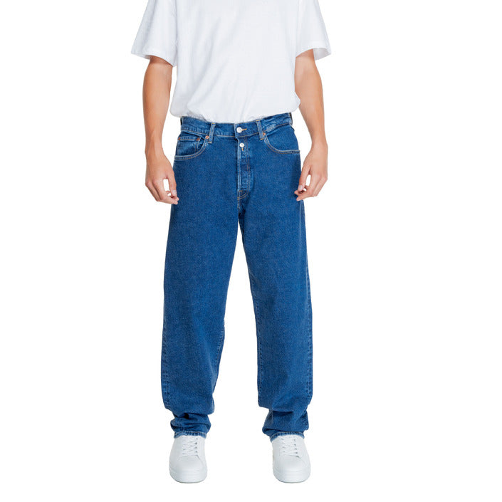 Replay Logo Indigo Blue Regular Fit Baggy Jeans