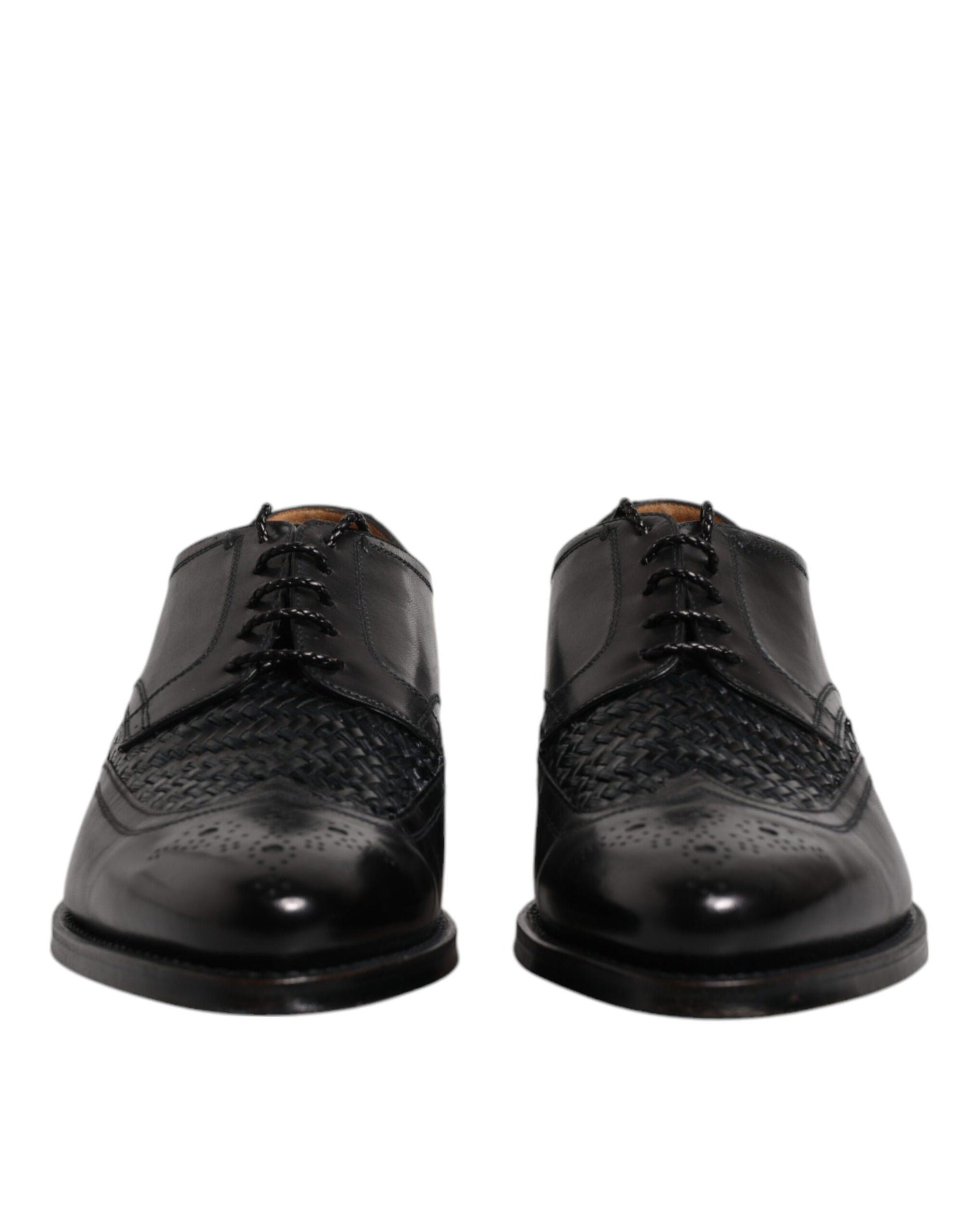 Dolce & Gabbana Black Leather Derby Wingtip Dress Shoes