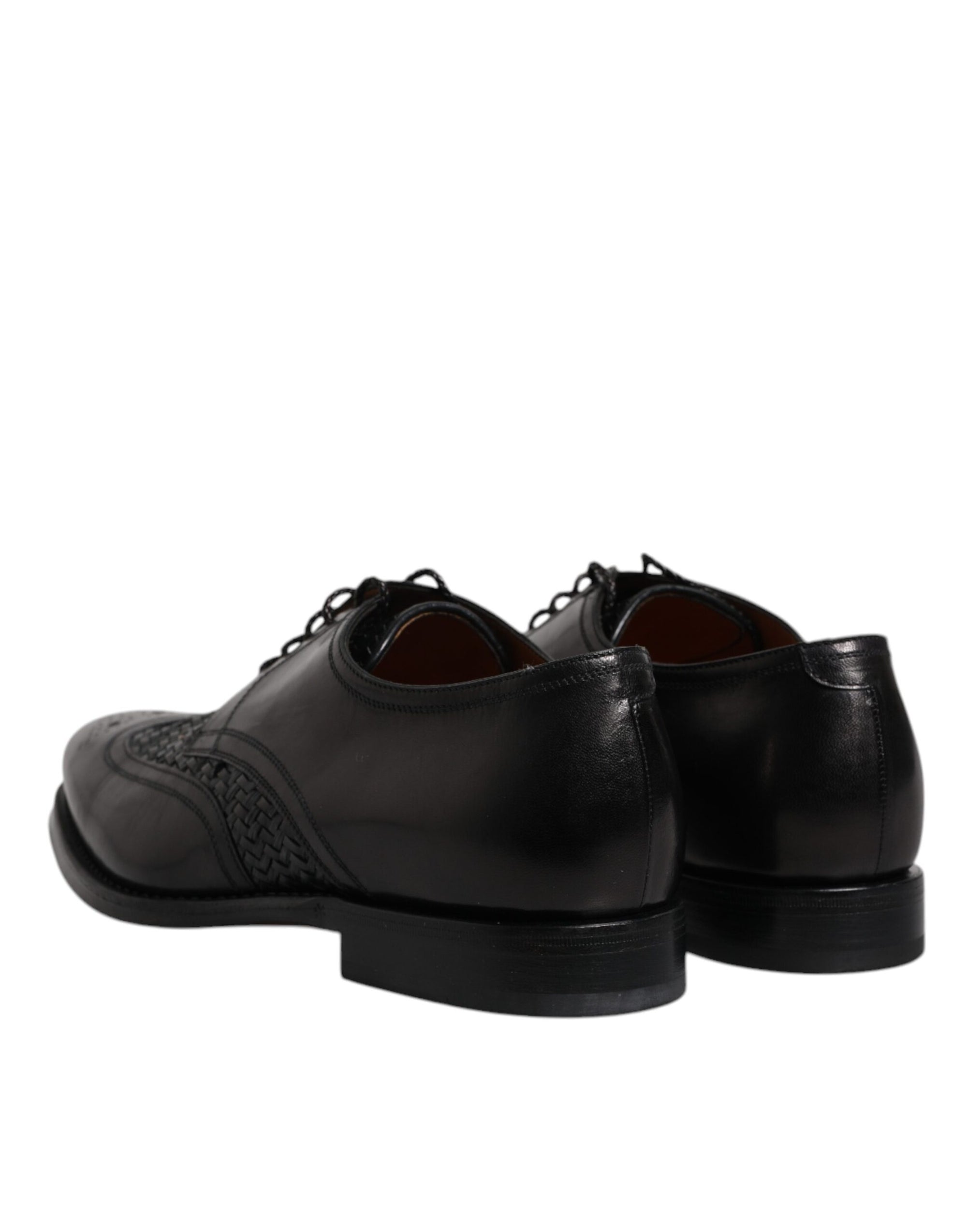 Dolce & Gabbana Black Leather Derby Wingtip Dress Shoes