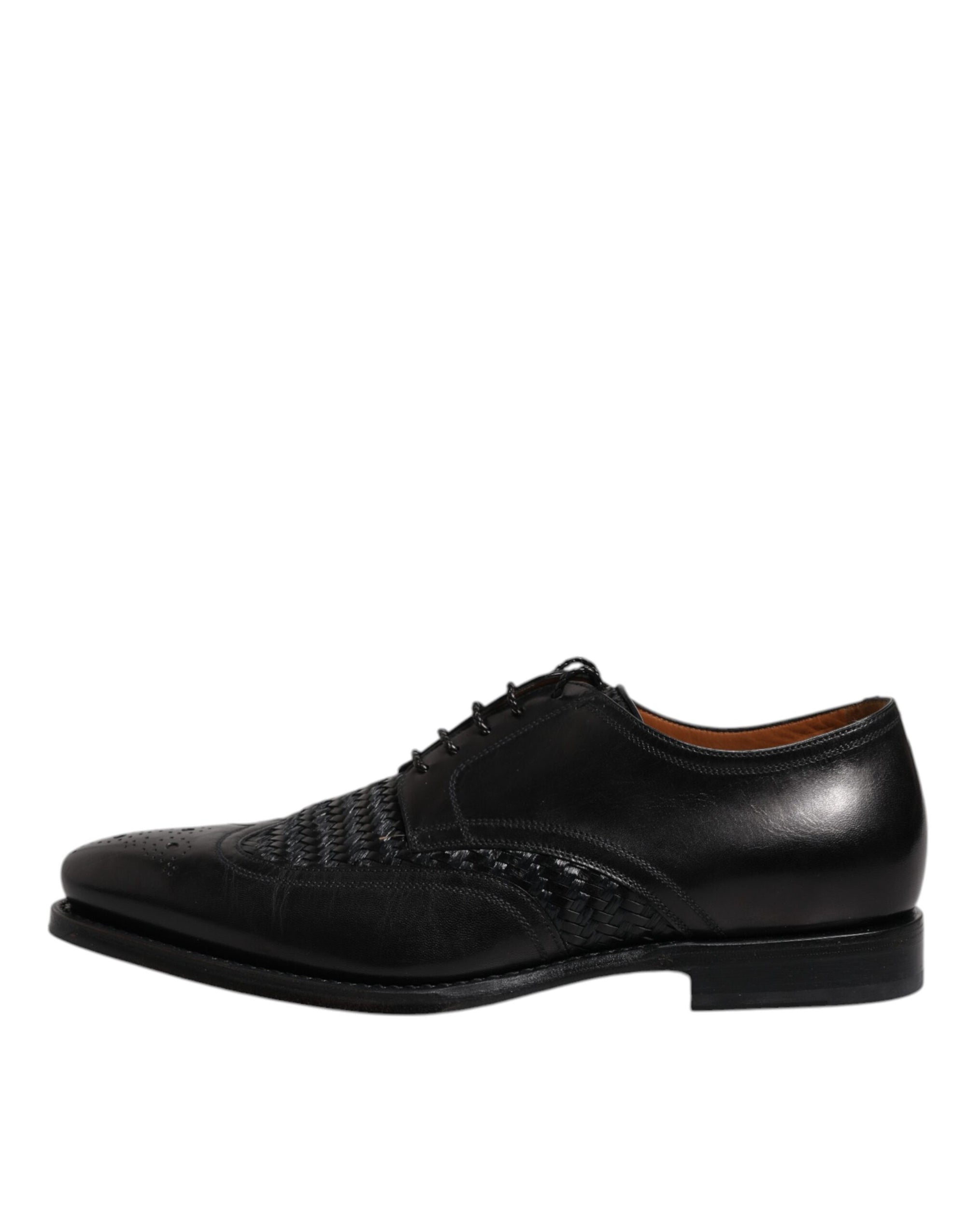Dolce & Gabbana Black Leather Derby Wingtip Dress Shoes