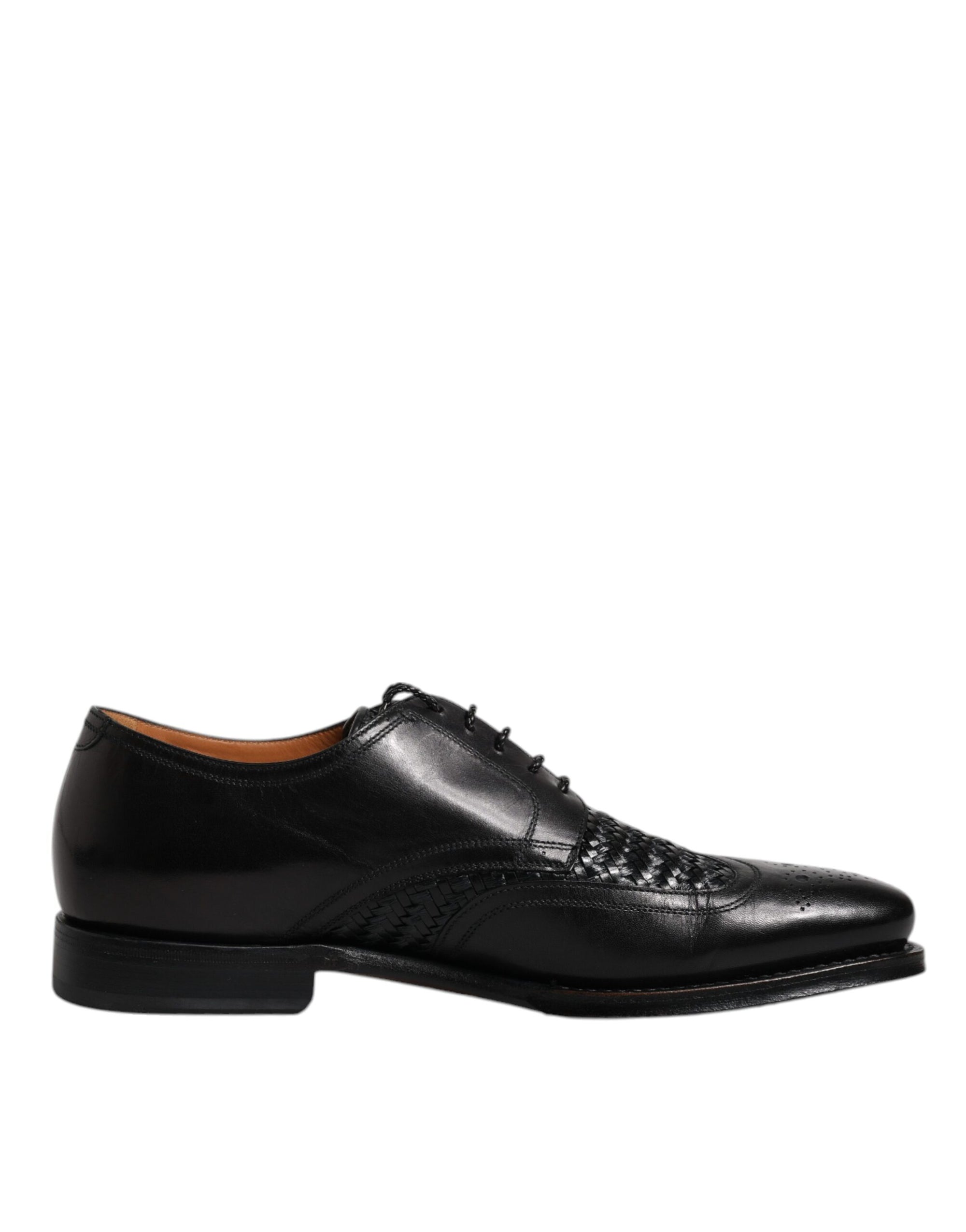 Dolce & Gabbana Black Leather Derby Wingtip Dress Shoes