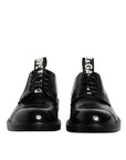 Dolce & Gabbana Black Patent Leather Derby Lace-Up Dress Shoes
