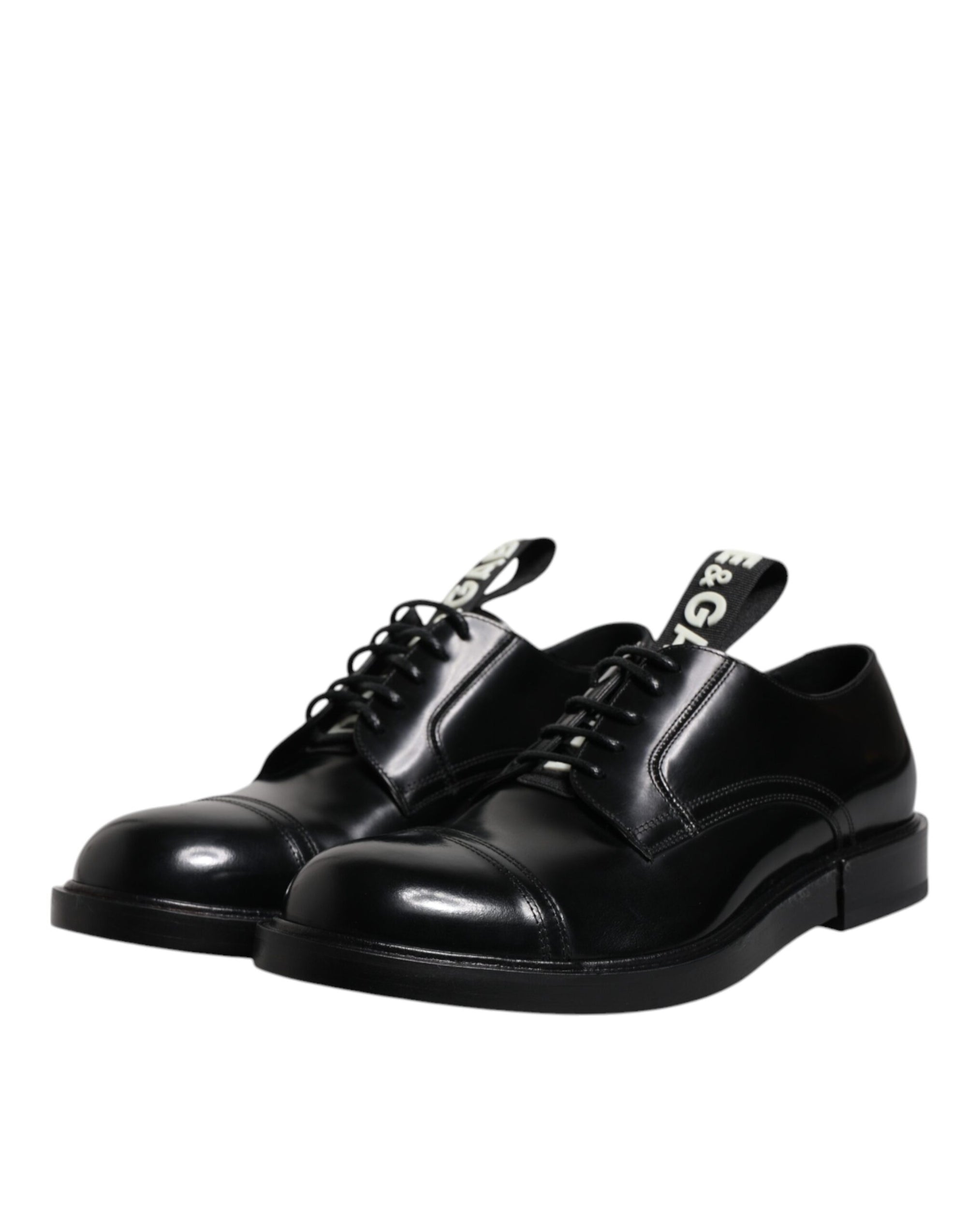 Dolce & Gabbana Black Patent Leather Derby Lace-Up Dress Shoes