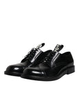 Dolce & Gabbana Black Patent Leather Derby Lace-Up Dress Shoes