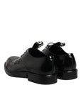 Dolce & Gabbana Black Patent Leather Derby Lace-Up Dress Shoes