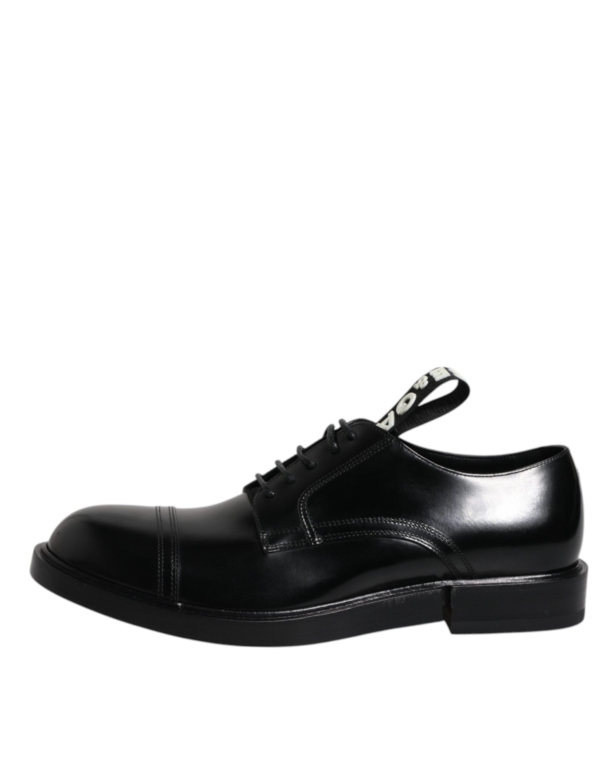Dolce & Gabbana Black Patent Leather Derby Lace-Up Dress Shoes