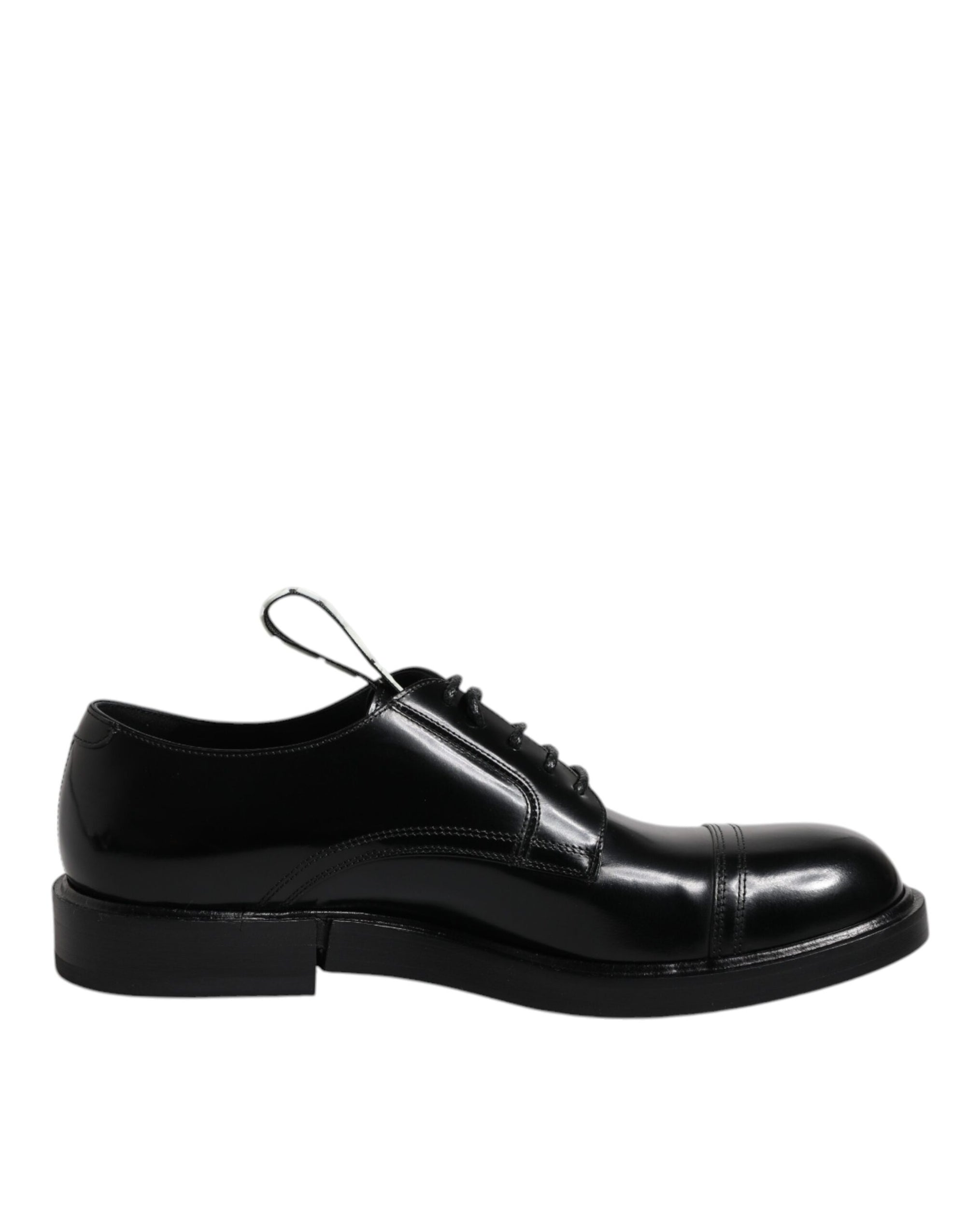 Dolce & Gabbana Black Patent Leather Derby Lace-Up Dress Shoes