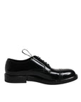 Dolce & Gabbana Black Patent Leather Derby Lace-Up Dress Shoes