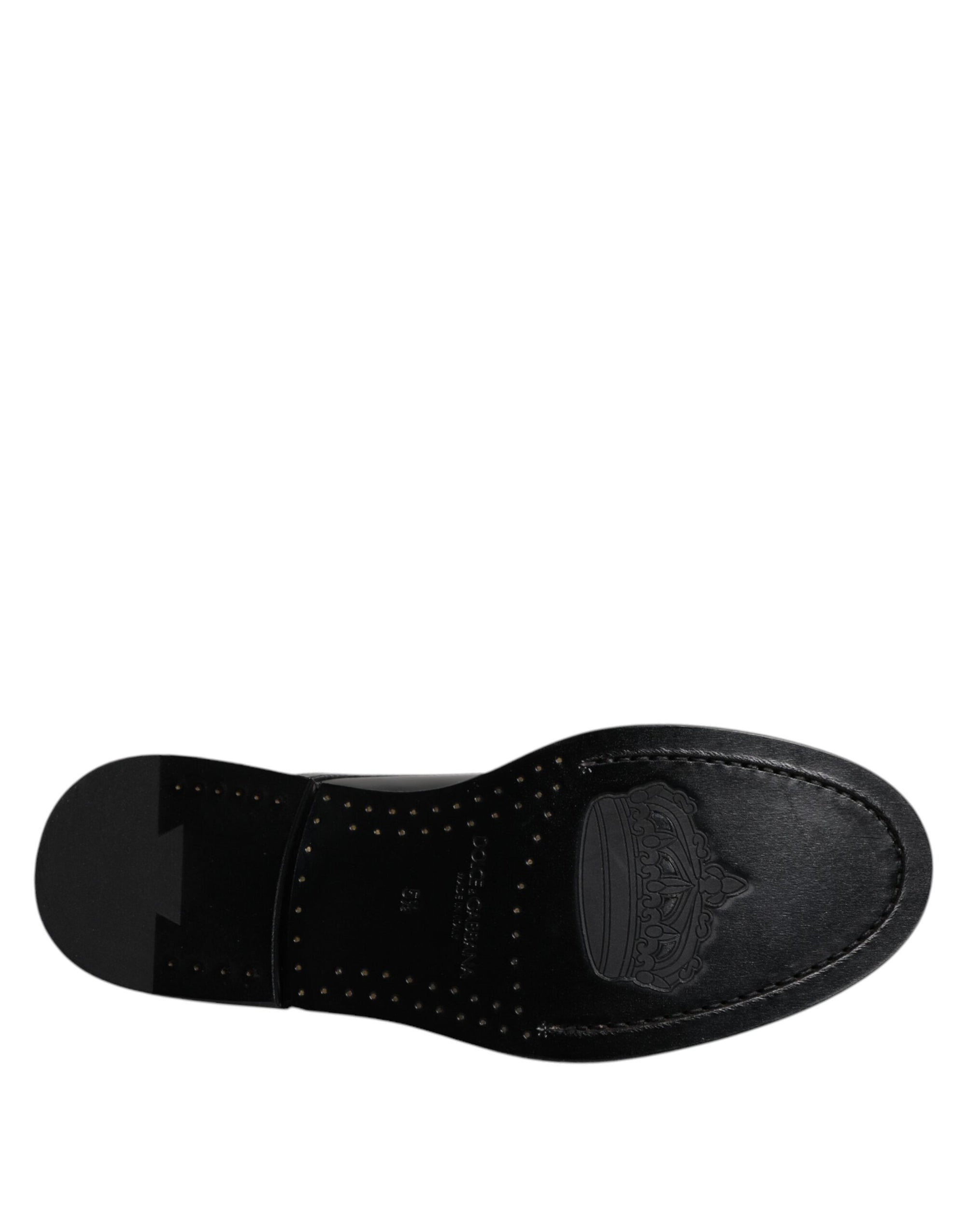 Dolce &amp; Gabbana Black Patent Leather Derby Lace-Up Dress Shoes