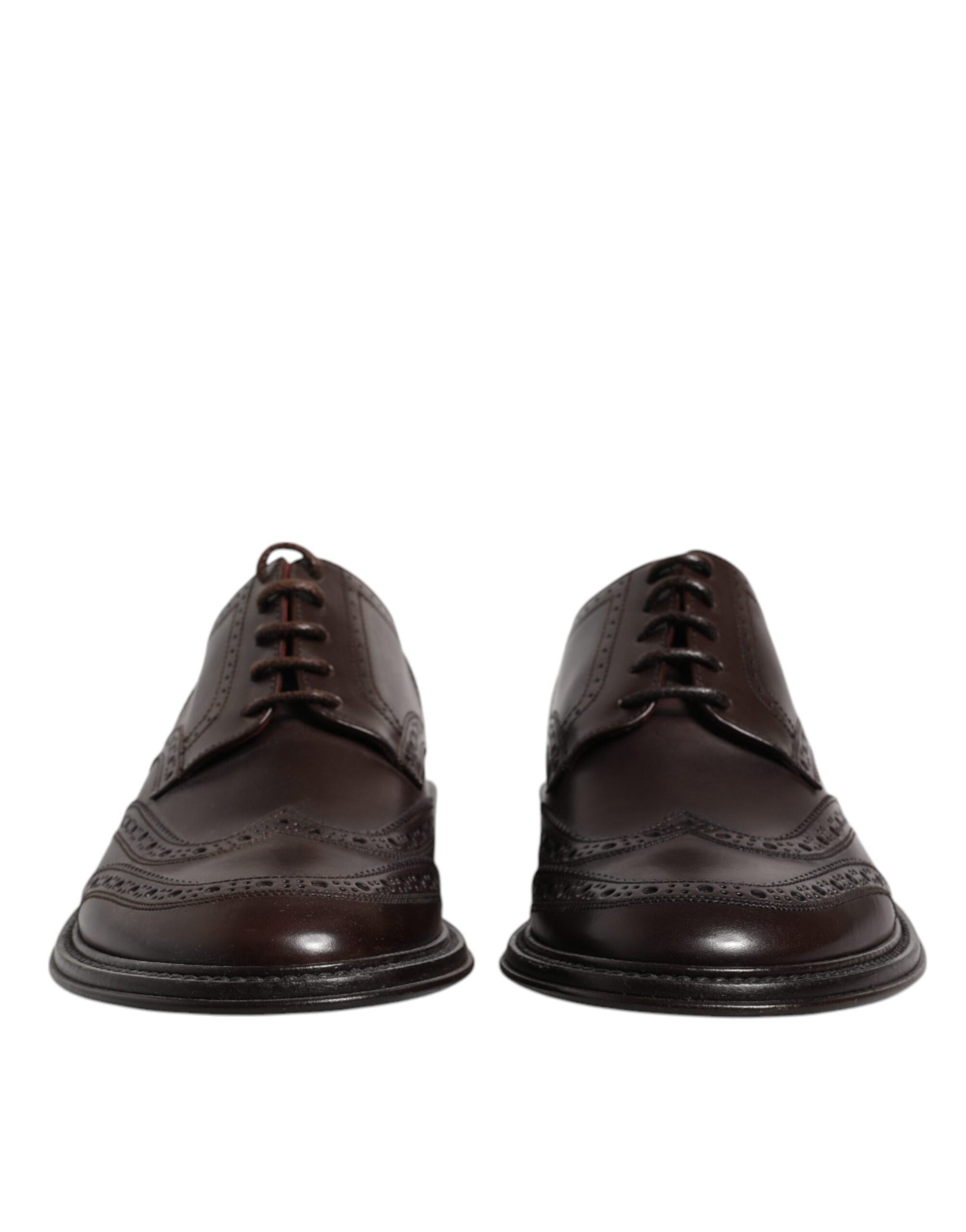 Dolce & Gabbana Brown Leather Derby Wingtip Dress Shoes