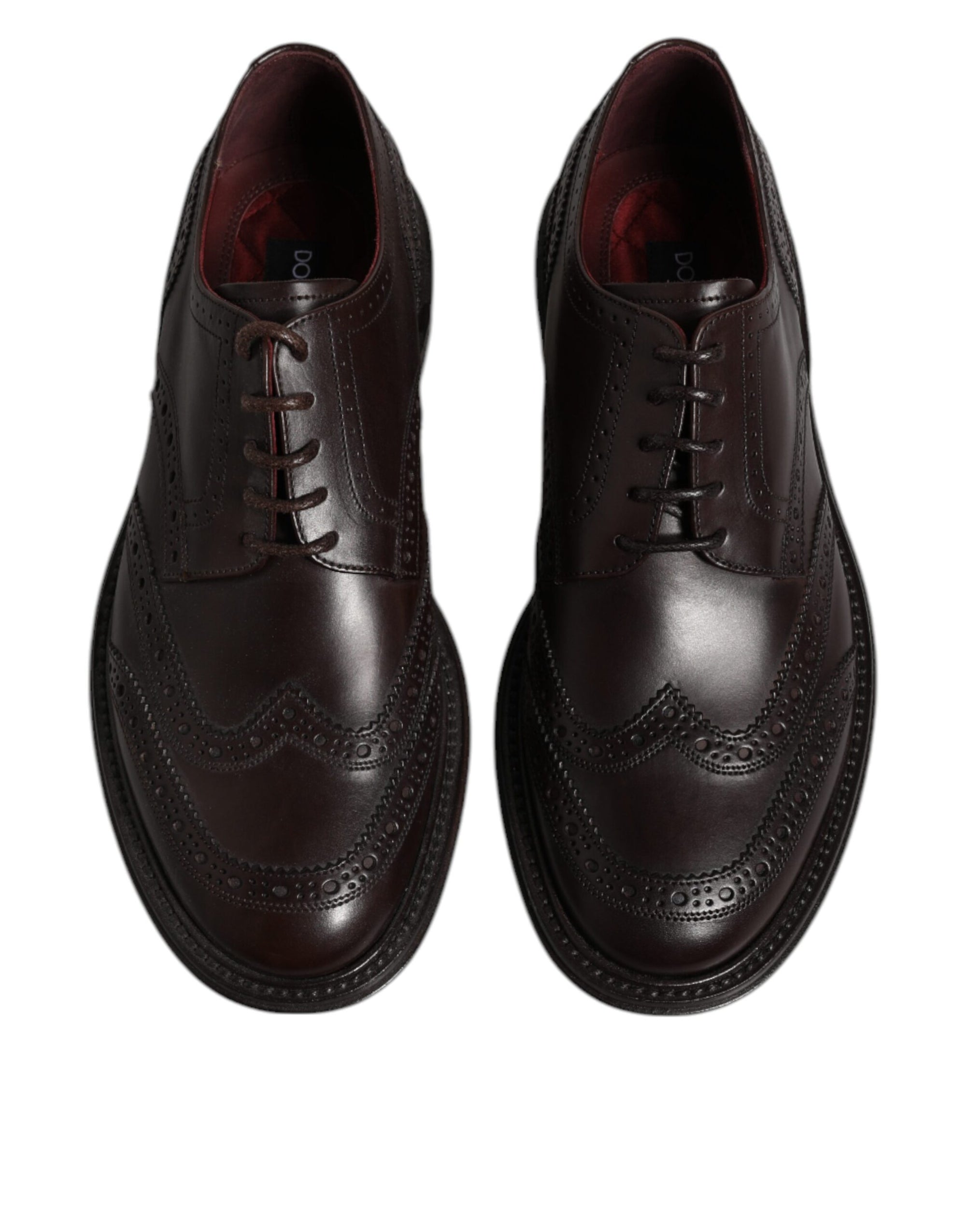 Dolce & Gabbana Brown Leather Derby Wingtip Dress Shoes