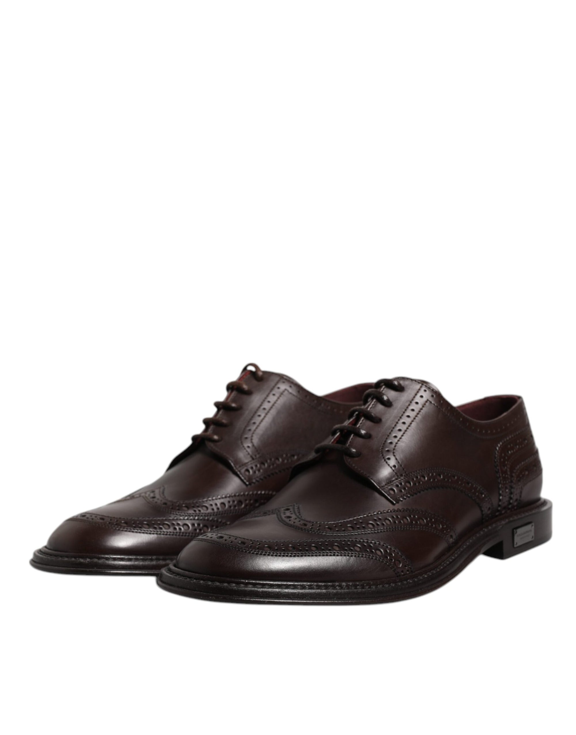 Dolce & Gabbana Brown Leather Derby Wingtip Dress Shoes