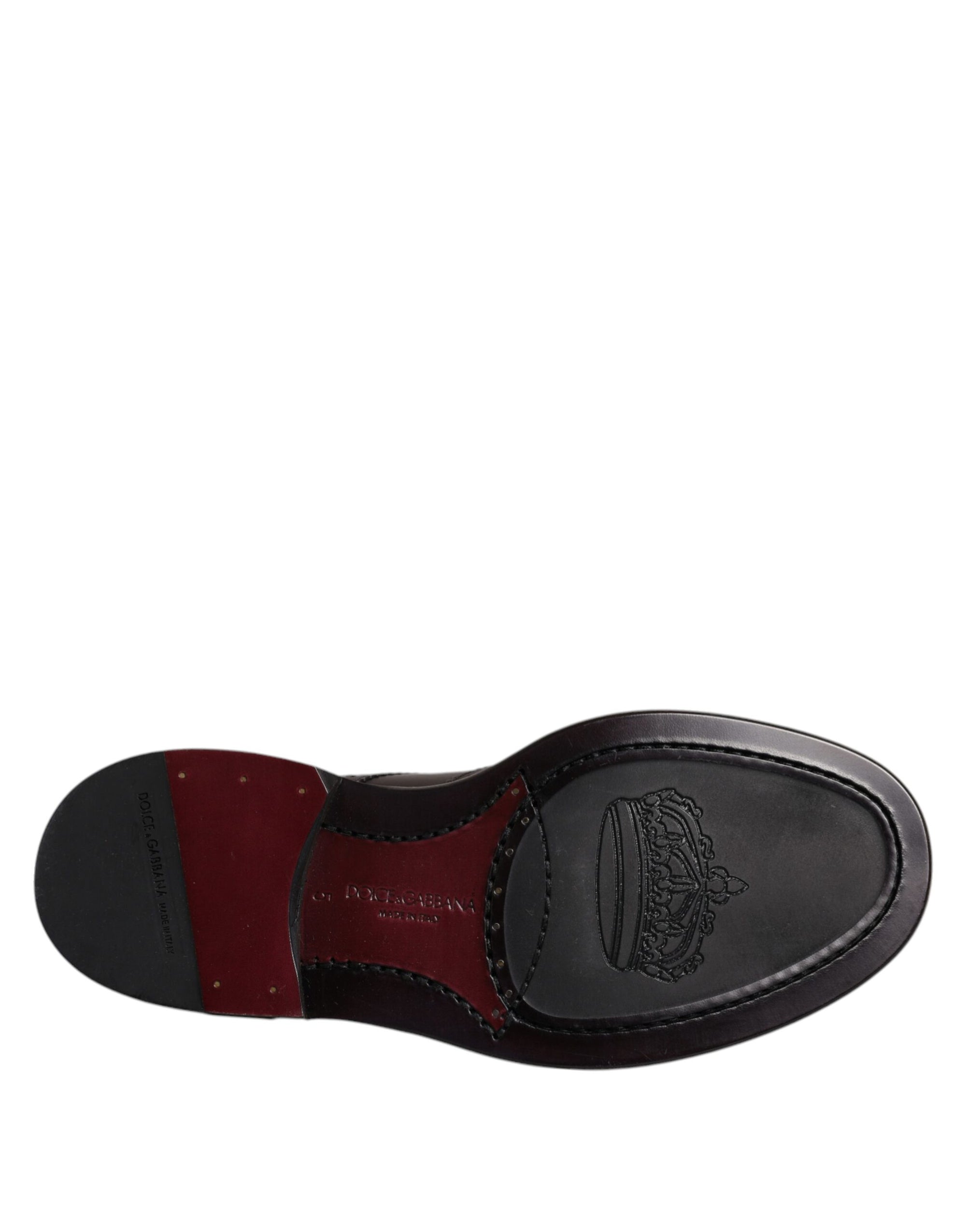 Dolce &amp; Gabbana Brown Leather Derby Wingtip Dress Shoes