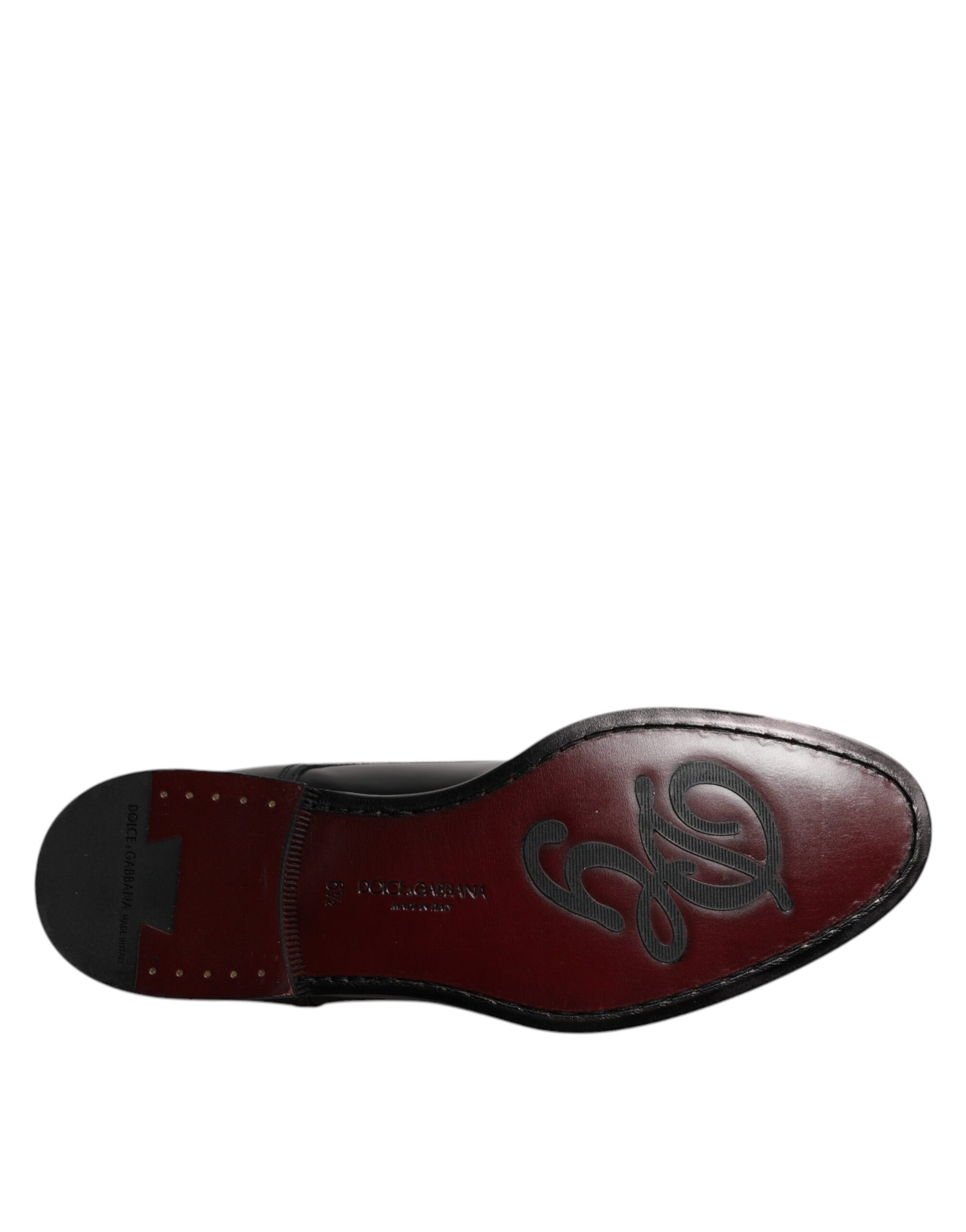 Dolce &amp; Gabbana Black Leather Classic Derby Lace-Up Formal Dress Shoes