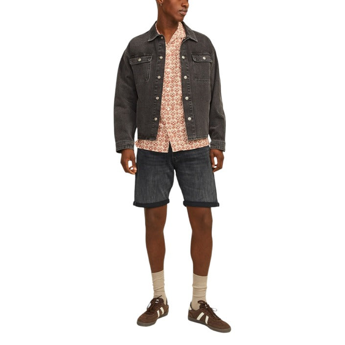 Jack & Jones Logo Dark Denim Shorts Rolled Hem