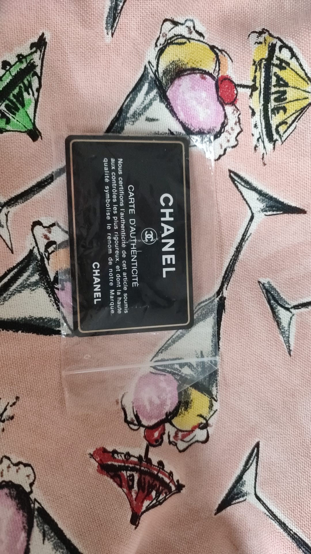 Chanel Pink Cruise Collection Parfait Canvas Printed Bag &amp; Purse