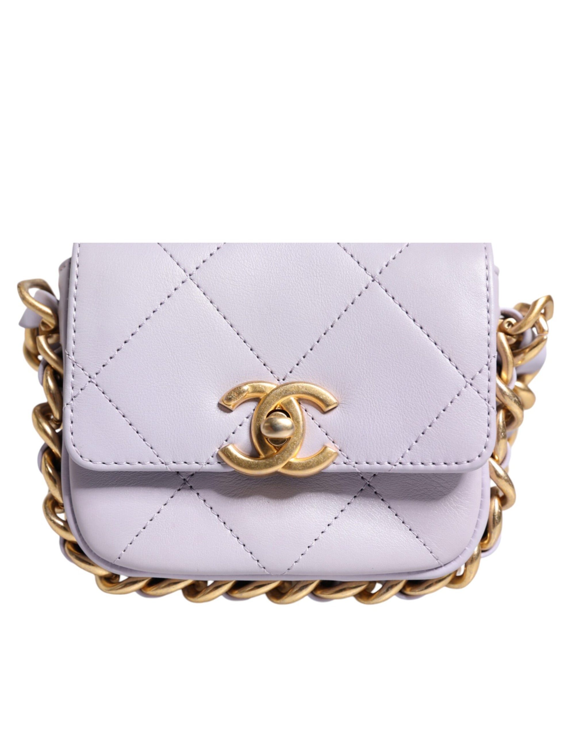 Chanel Light Lilac Leather Chain Strap Mini Crossbody Bag
